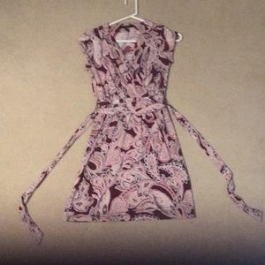 Banana Republic red printed dress with bow back